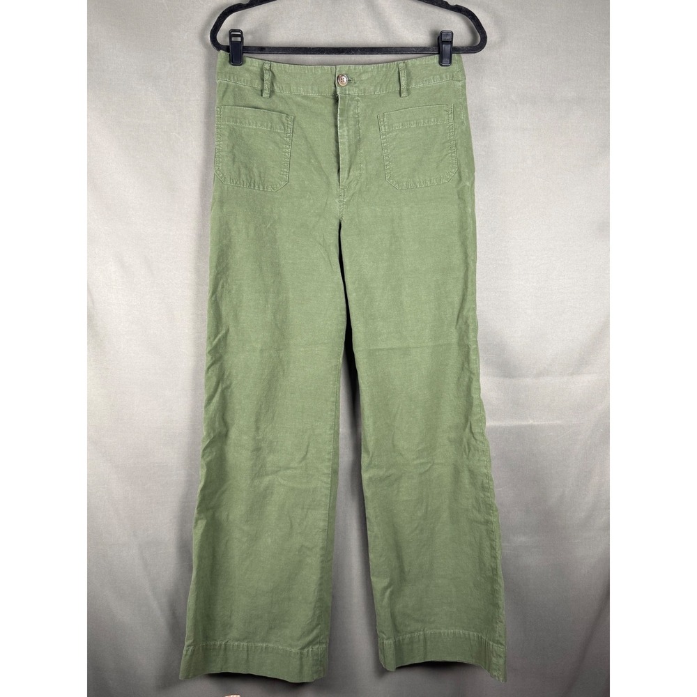 J.Crew Wide Leg Pants Women 29 Olive Green High Rise Patch Pocket Utility